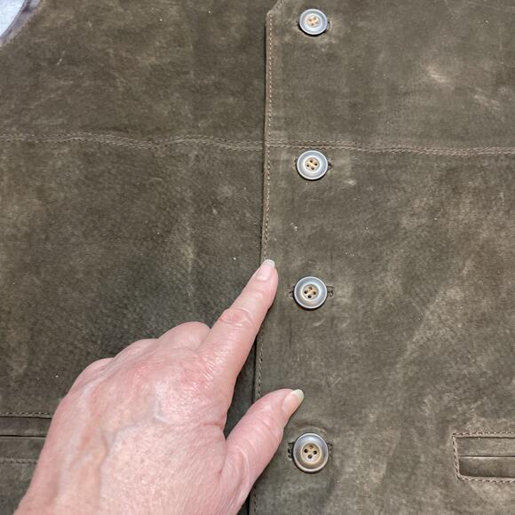 Vintage City Streets Seude Vest Mens L Brown Genuine Leather 5 Button Formal - Picture 7 of 8